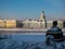 Frozen Neva River in winter