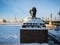 Frozen Neva River in winter