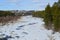 A frozen Niva river in sunny spring day