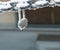 Frozen padlock covered with frost