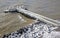 Frozen pier in Afsluitdijk