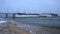 Frozen pier at Baltic Sea in Gdansk