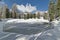 Frozen Pond in the Dolomites