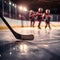 Frozen Precision: Close-Up View of a Hockey Stick on Ice