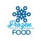 Frozen product premium food, label for freezing with snowflake sign vector Illustration