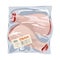 Frozen raw chicken leg quaters or drumsticks are in plastic bag. Fresh poultry meat.