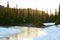 Frozen Reflection Lake at sunrise, Mount Rainier National Park