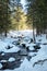 Frozen river in mercantour national park in French alps