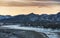 Frozen river in Mongolian winter landscape