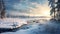 Frozen River And Sky: A Photoreal Winter Landscape In Quebec Province