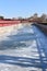 Frozen river at Tian`anmen Square near the Forbidden City in Beijing, China