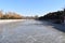 Frozen river at Tian`anmen Square near the Forbidden City in Beijing, China