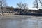 Frozen river at Tian`anmen Square near the Forbidden City in Beijing, China