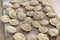 Frozen russian crude pelmeni laid out on a wooden board-2.