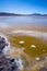 Frozen salt lake on the Andes, road trip to the famous Uyuni Salt Flat, travel destination in Bolivia.