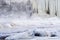 Frozen small mountain waterfall close up. Frozen Jagala Falls, Estonia