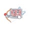 Frozen smoked bacon in cupid cartoon character with arrow and wings