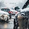 frozen snow and accidents on the highway with multiple cars