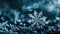 Frozen snow crystal in close-up, solitary on dark background, composing a wintry scene. Ai Generated
