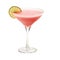 Frozen strawberry margarita cocktail in margarita glass isolated