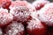 Frozen strawberry selectived focus