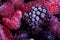 Frozen summer fruits macro