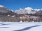 Frozen surface of Strbske Pleso (Tarn)