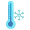 Frozen thermometer and snowflake icon