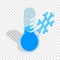 Frozen thermometer and snowflake isometric icon