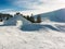 Frozen tunnel, snowpark in dolomites mountains