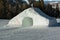 Frozen tunnel, snowpark in dolomites mountains
