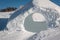 Frozen tunnel, snowpark in dolomites mountains