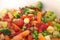 Frozen vegetables. Assorted , mix fresh vegetables. Cabbage green broccoli, orange carrots, red pepper, green peas, corn.Ð¡oncept