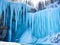 Frozen Waterfall in a Winter Forest. AI generated