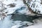 Frozen waterfalls of Johnston Canyon in Banff National Park, Canada