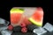 Frozen watermelon slices and berries