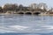 Frozen winter ice floe bridge