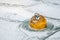 Frozen Yellow Buoy and Abstract Ice Texture at Konstanz Harbor, Germany