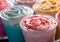 Frozen yogurt healthy colorful milkshakes.Macro.AI Generative