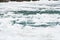 Frozen Zanskar River waves. Chadar Trek