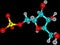 Fructose molecular structure on black background