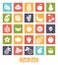 Fruit Assortment Square Color Icon Vector Set