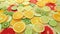 Fruit background, fruits: orange, kiwi, grapefruit, lemon, lime, pomelo