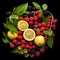 Fruit Backgrounds,Currant and berry, lemon and kiwi,AI generated