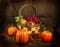 Fruit Basket, Flowers and Pumkins