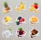 Fruit, berries and yogurt. 3d vector icon set 2