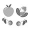 Fruit berry icon set. Apple, cherry, lemon. Fresh farm healthy food. Education card for children White background Isolated vector