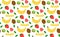 Fruit and berry pattern. Strawberries, bananas and kiwis. Seamless background