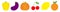 Fruit berry vegetable food icon set line. Pepper, eggplant, pumpkin cherry, lemon, orange. Cute cartoon kawaii decoration element