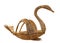 Fruit bowl in the form of a swan from twigs of willow. Ryazan oblast